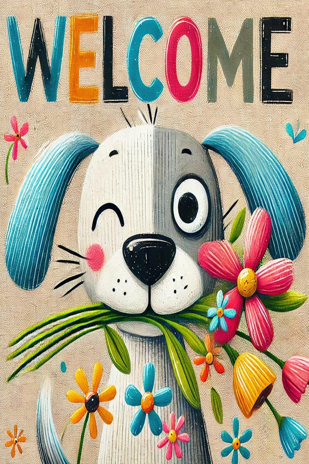 Puppy Welcome Garden Flag 12x18 Inch Double Sided Cute Dog Colorful Floral Yard Decoration for Outdoor Garden Patio Yard Spring Summer Décor - Image 7