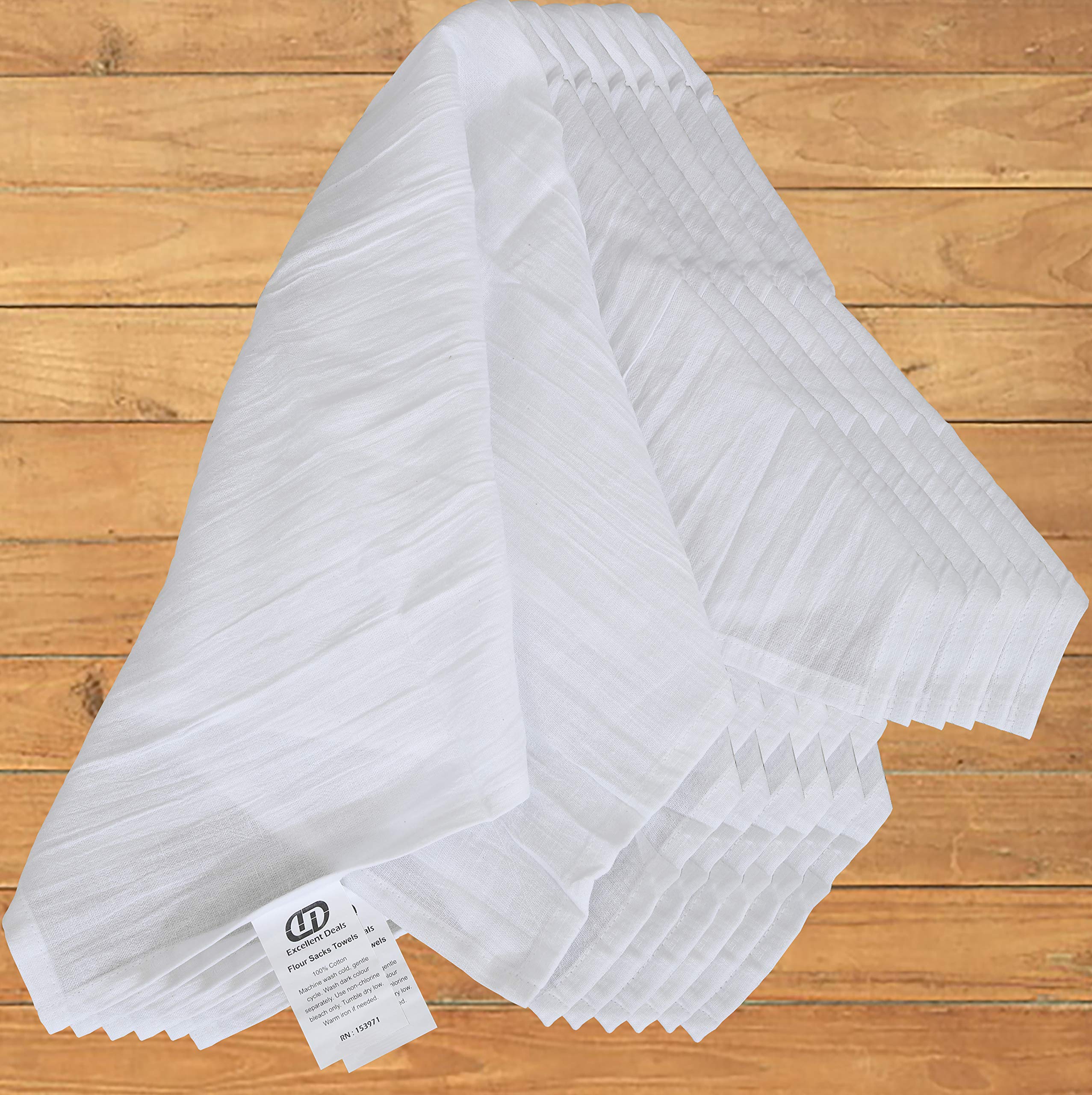Sacco per farina [bianco, confezione da 24] asciugamani da cucina in 100% cotone, tovagliolo di stoffa 71,1 x 71,1 cm, strofinaccio, strofinaccio, involucro per il pane.