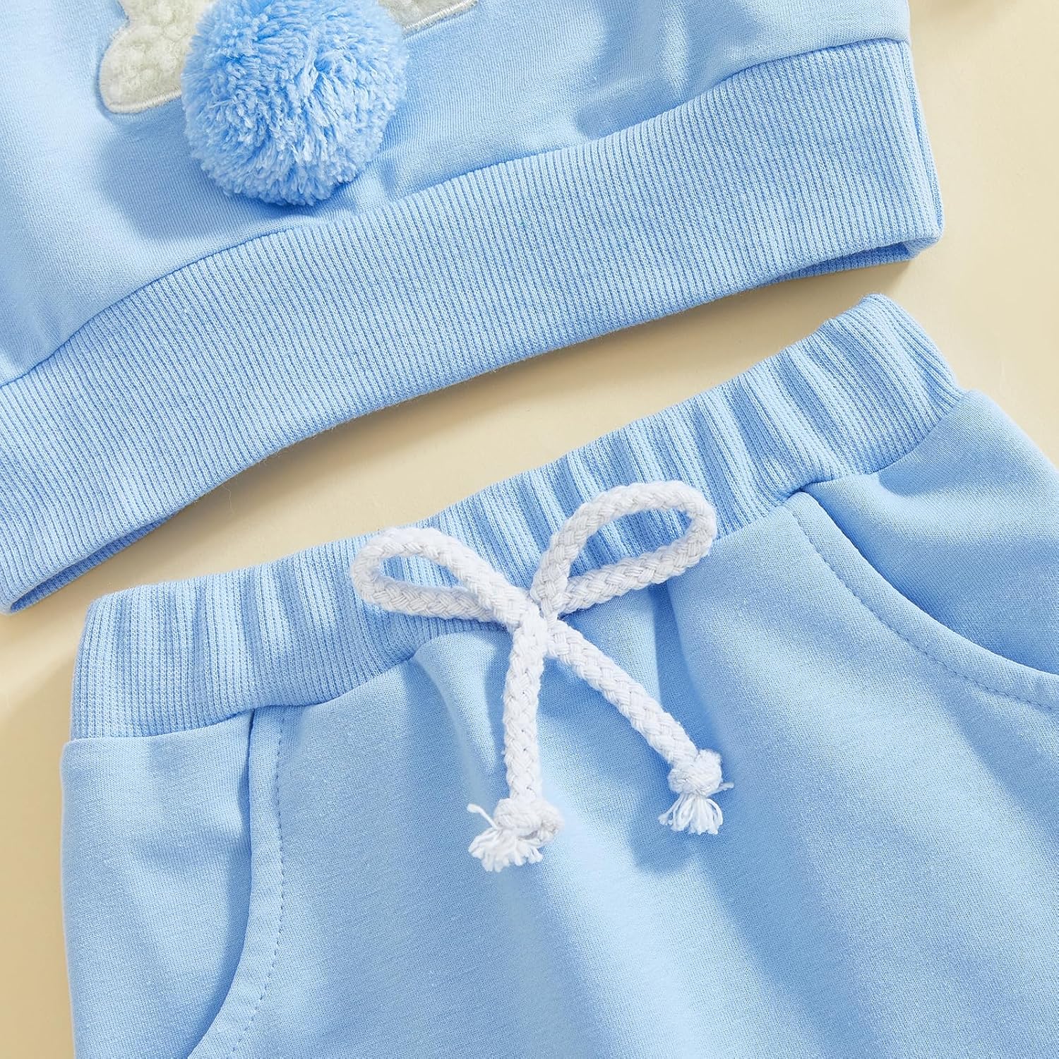 Kupretty Toddler Baby Girl Boy Easter Outfit Bunny Embroidery Crew Neck Sweatshirt + Solid Pants Set 6 12 18 24 Months 1T 2T - Image 5