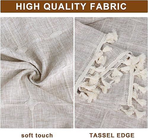 Miniatura 3 de Ajerg Mantel de mesa auxiliar bohemio para sala de estar, con bolsillos y borlas, mantel rectangular a rayas para café, lavadora, secadora,