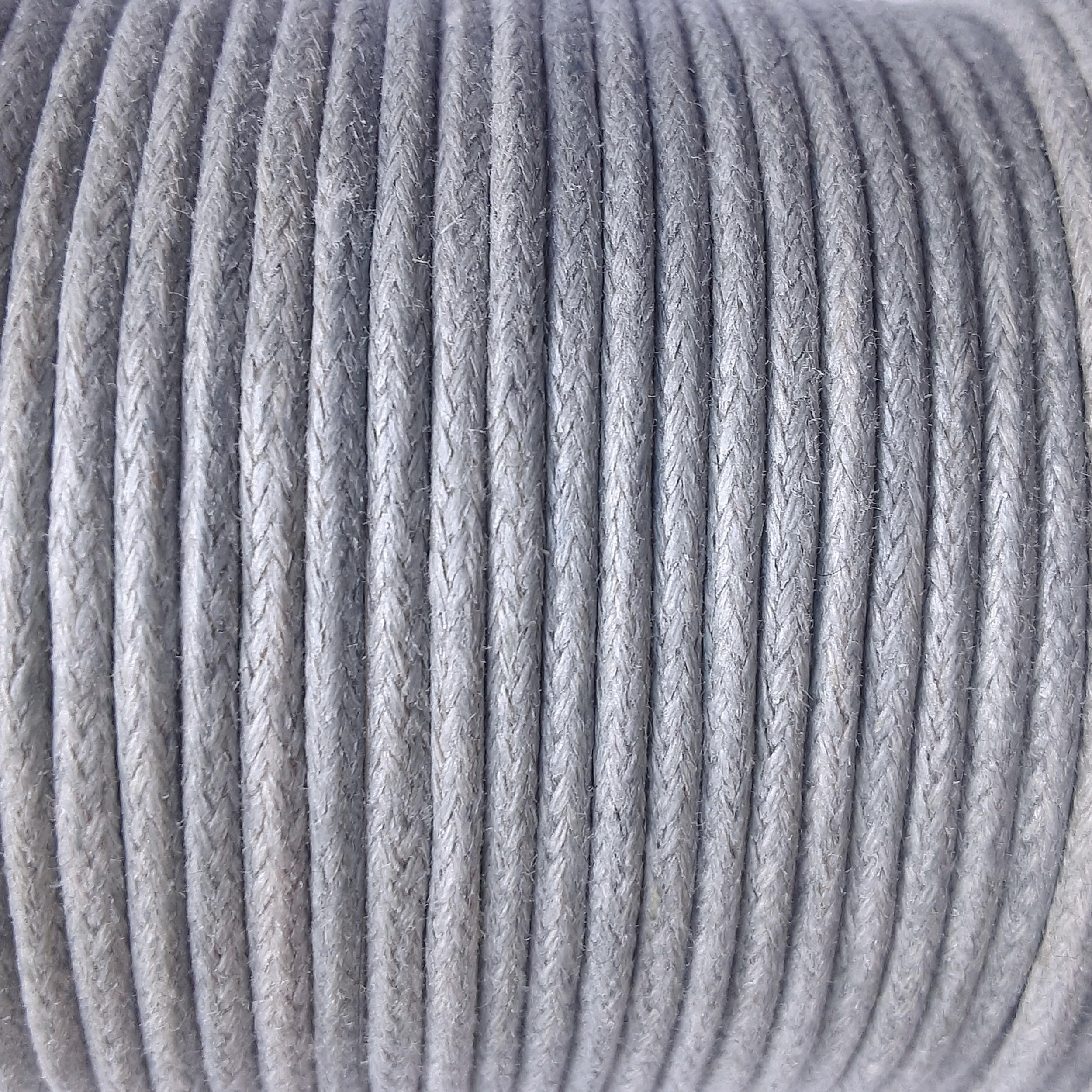 2mm Waxed Cotton Cord 20m Jewellery Craft Making Bracelet Necklace String (Grey)
