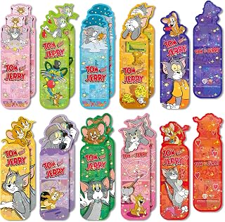 Tom and Jerry Laser Bookmark for Kids, 20Pcs Cartoon Bookmarks, Book Page Marker Gifts for Kids, Inspire Reward Bookmark for Teachers Parents, 10 Style Classroom Page Clips Tool for Students﻿