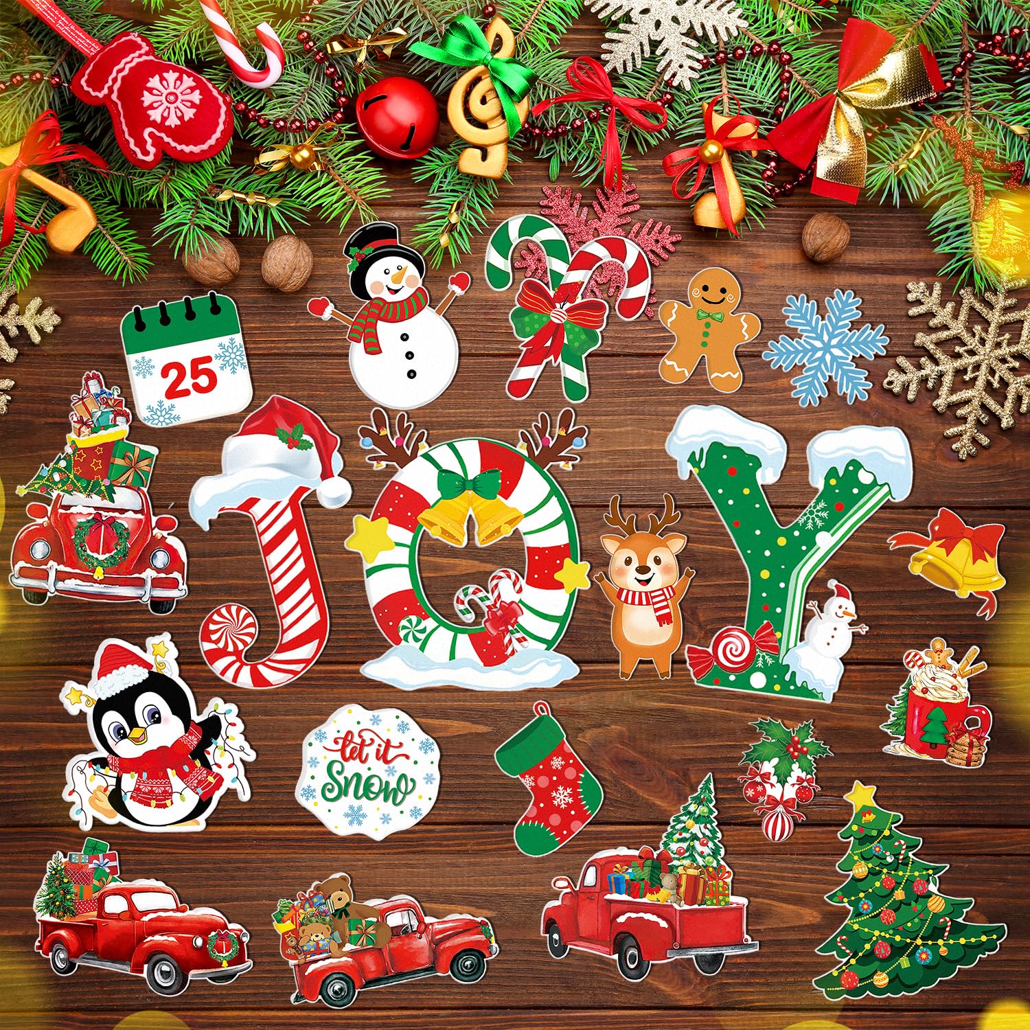 29 Aimants De Réfrigérateur Noël - Motifs Père Noël, Sapin, Bonhomme De Neige, En PVC, Pour Décoration Porte/métal