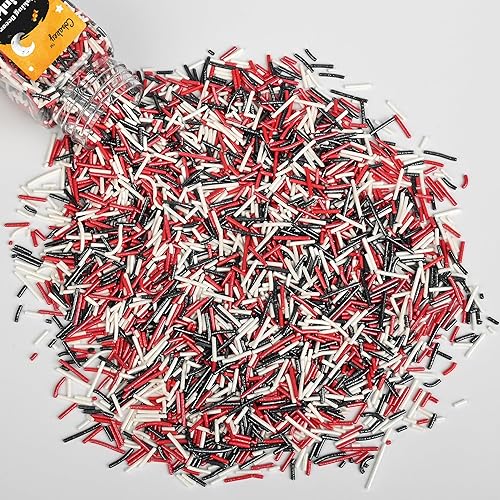 Miniatura 9 de Gránulos de Halloween para decoración de pasteles, gránulos de perlas negras y rojas con murciélagos negros y dulces de globo ocular, perfectos