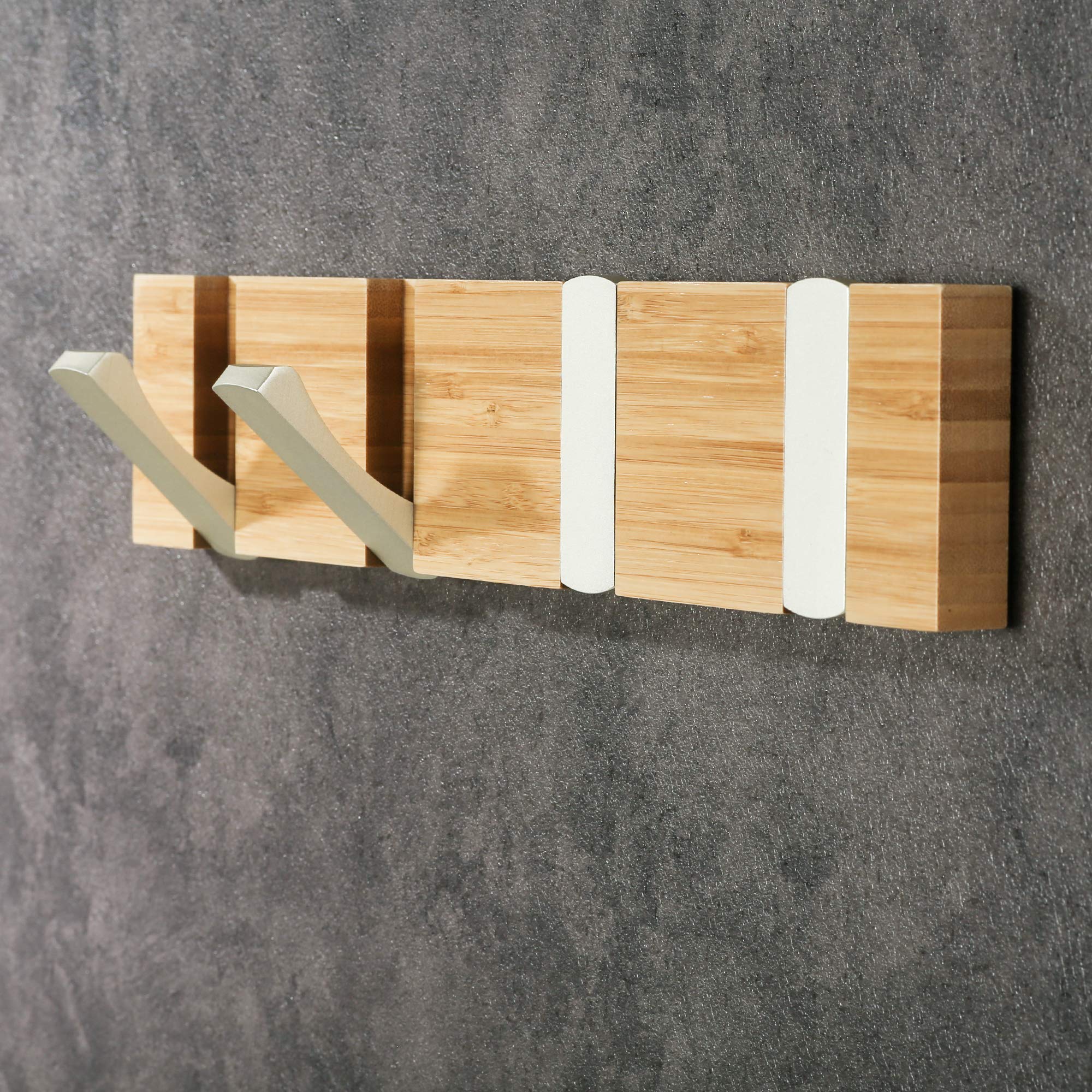 Buy YOHOM Wall ed Coat Rack with 4 Retractable Hooks Bamboo Floating
