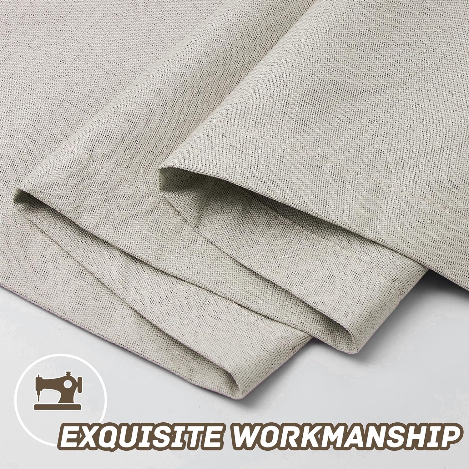 100% Blackout Linen Textured Curtains for Living Room, Bedroom, Light Weight Curtains with Grommets Top, Full Blackout Curtains Privacy Protection, Natural Linen, 52" W x 108" L, 2 Panels