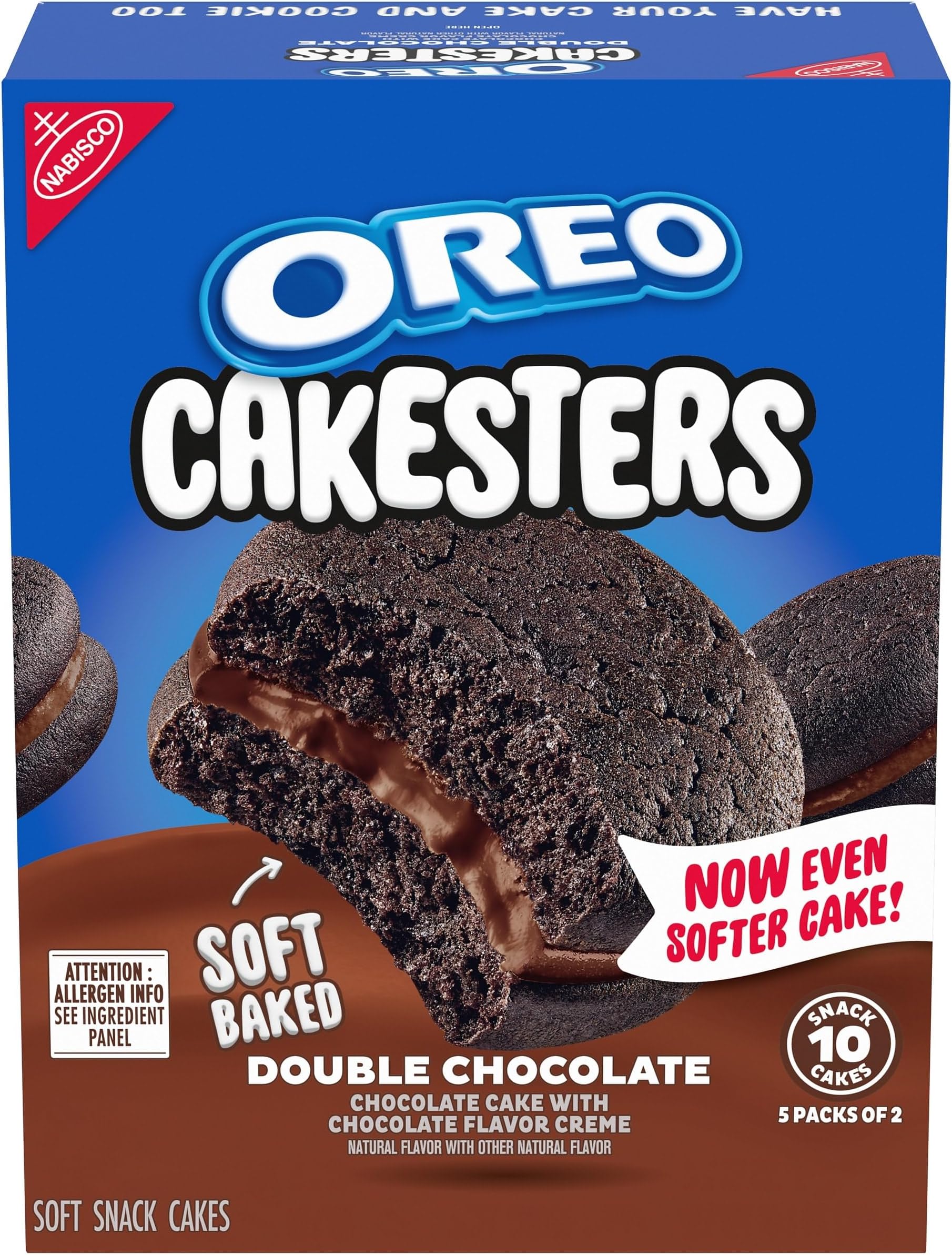 Cakesters Double Chocolate Soft Snack Cakes, 5-2.02 oz Snack Packs