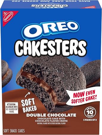 Double Chocolate Oreo Cakesters Soft Snack Cakes, 3.03oz 3 pack, Case of 8
