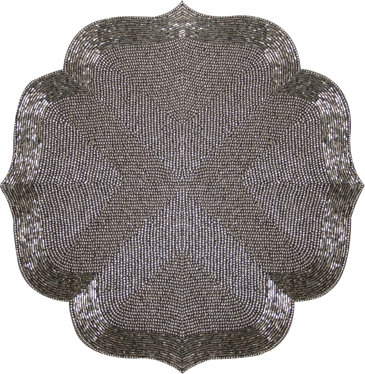 Decozen Silver Gray Beaded Placemats for Dining Table Set