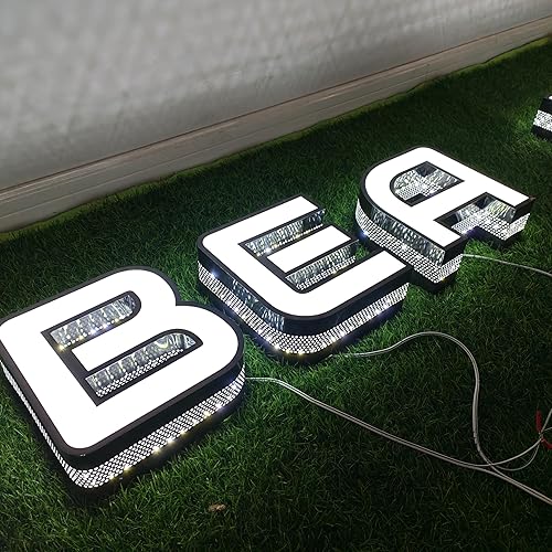 Miniatura 6 de Letras grandes iluminadas para exteriores, letras de canal de 10 a 20 pulgadas de alto, letreros de negocios iluminados de acero inoxidable para