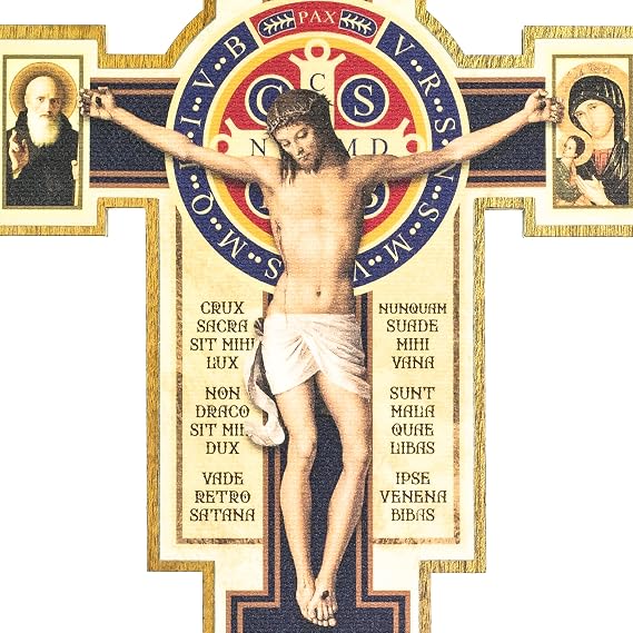 Intercession St Benedict 8 Inch Wood Crucifix Wall Art