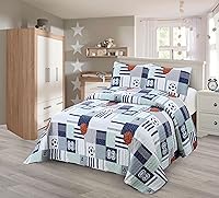 Vista 8 de Colcha de 2 piezas de tamaño individual para niños/adolescentes, niños, niñas, dinosaurios, blanco, azul, verde, naranja, bebé dinosaurios, ropa