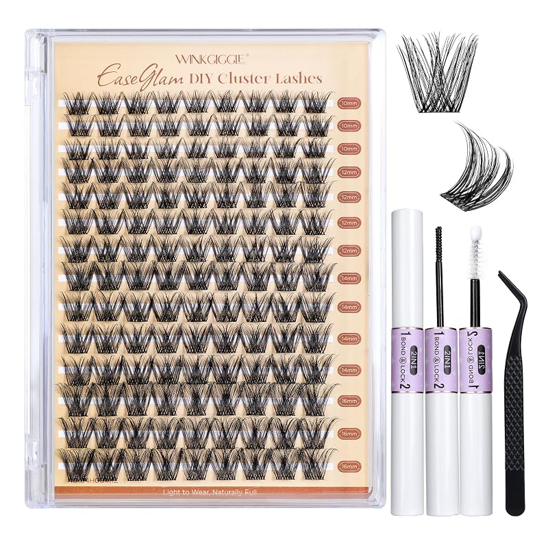 Kit de cílios em tufos WINKGIGGLE com curvatura D, 10 a 16 mm