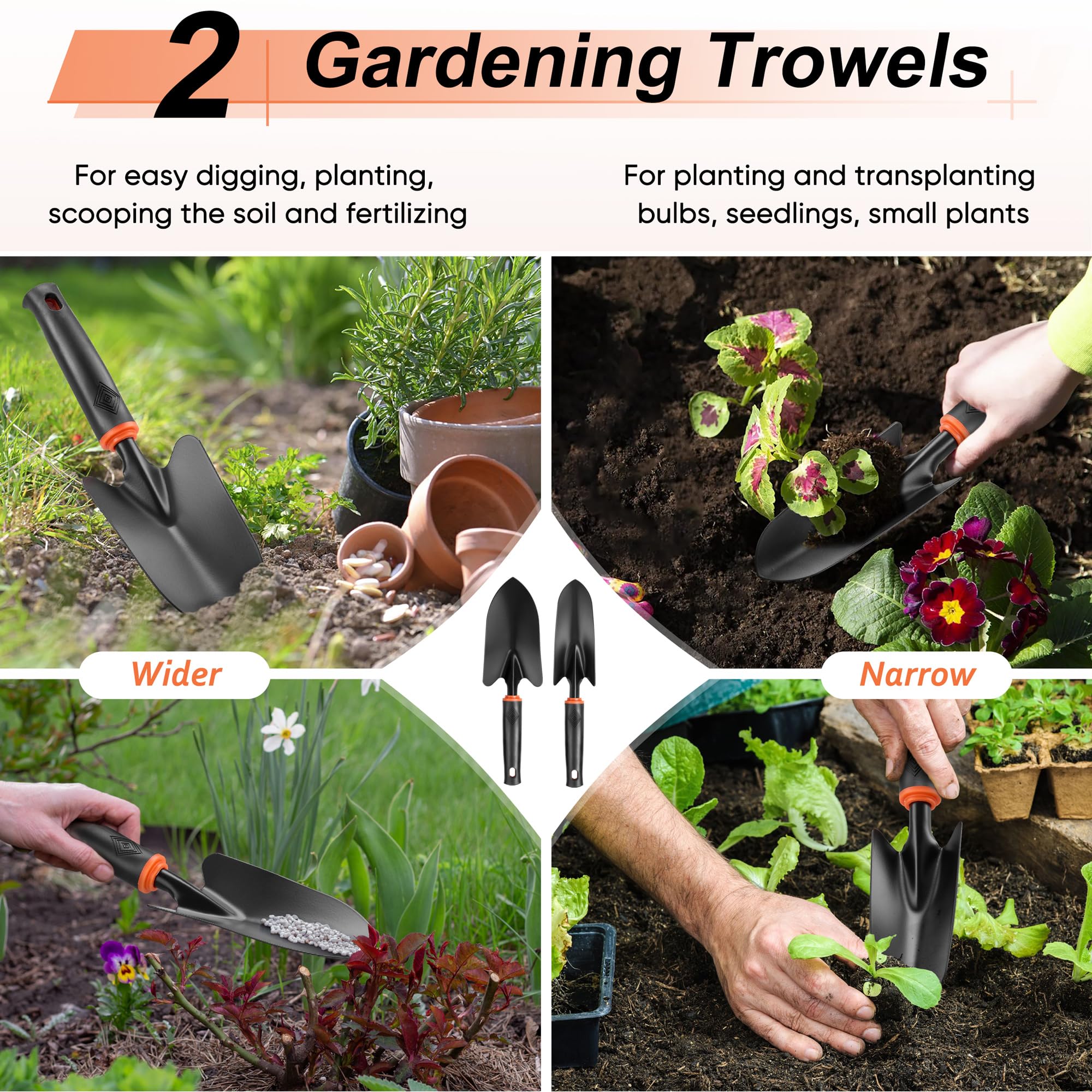 HaSteeL Garden Tools Set, 11 Pcs Gardening Supplies Hand Tool Kit for Women Men Gardeners, Include Tote Bag, Reportting Mat, Transplant Trowel, Rake, Pruner for Outdoors