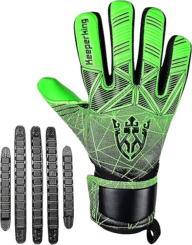 Miniatura 2 de Guantes de portero de fútbol para niños, jóvenes y adultos, palmas de agarre fuerte de látex con protección extraíble para las espinas de los dedos,