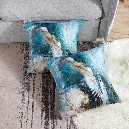 Miniatura 4 de Britimes Fundas de almohada modernas para decoración del hogar, 16 x 16 pulgadas, juego de 2 fundas de almohada decorativas, fundas de almohada