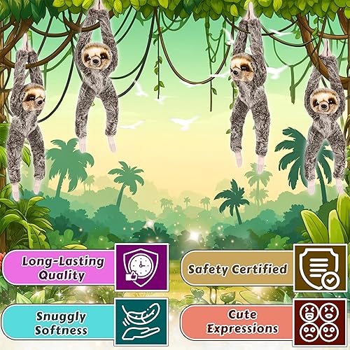 Vista 104 de Forest & Twelfth Gibón colgante para mamá y bebé de 28 pulgadas, animales de peluche para niños, lindos y abrazables, animales de zoológico ideales