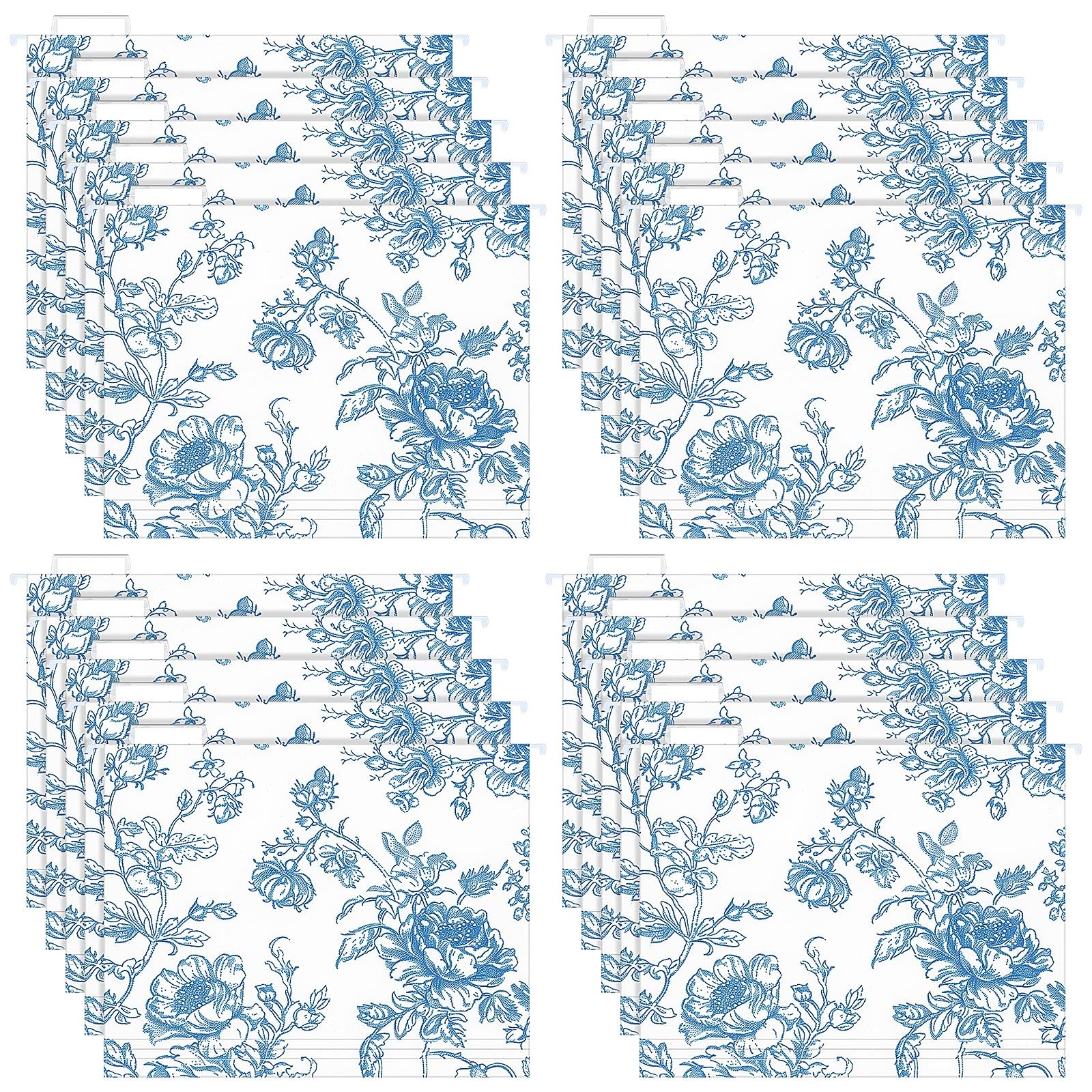 20 carpetas colgantes decorativas florales azules, tamaño carta, bonitas carpetas de archivos, carpetas de archivos florales, orga