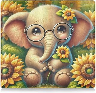 Elephant Sunflowers Cute Car Registration and Insurance Holder Auto Document Organizer Leather Insurance and Registration Card Holder Cover for Women Glove Box Men Car Accessories