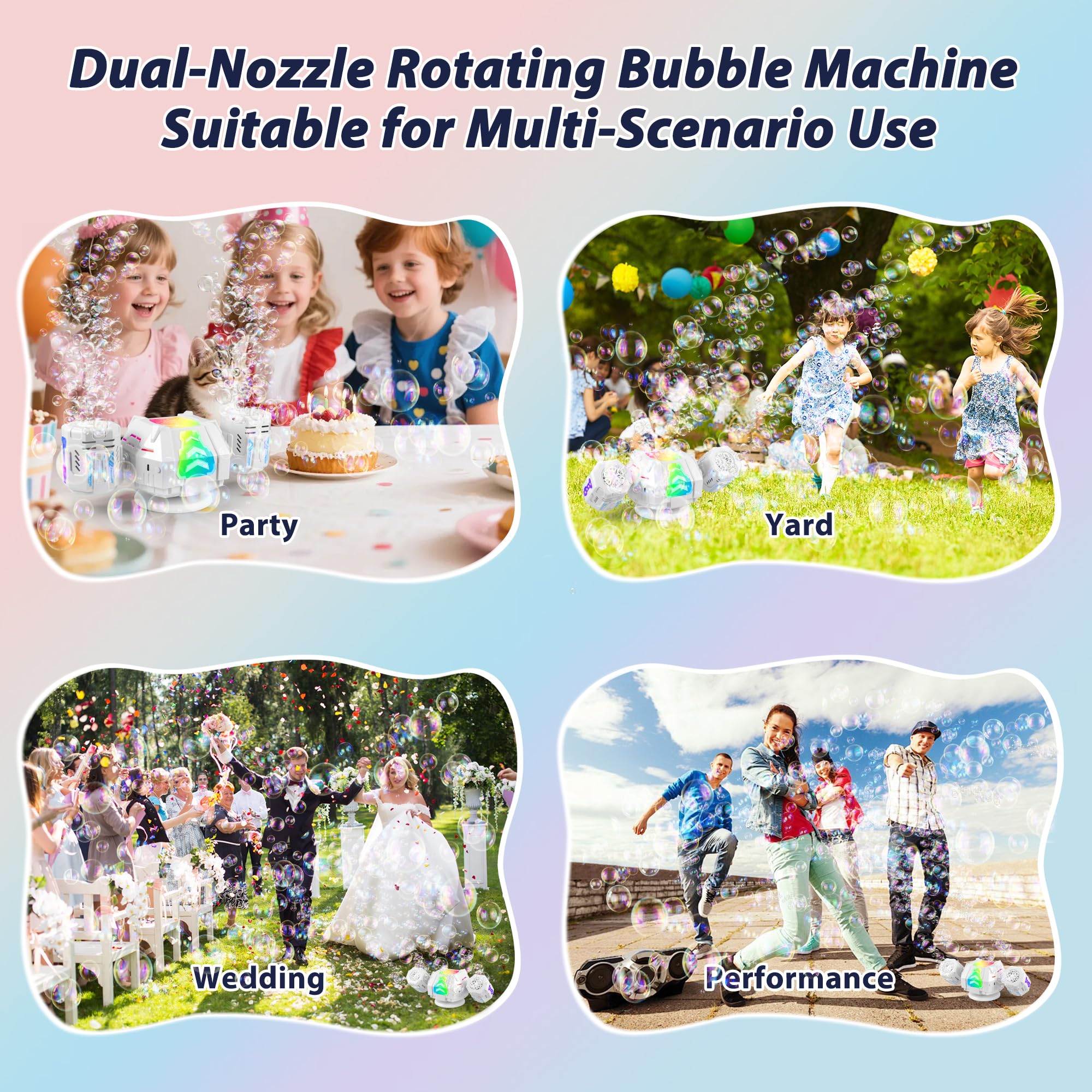 2026 RC Seifenblasenmaschine mit RGB-Lichtern, 360° Auto Rotation Bubbles Spielzeug, Wiederaufladbarer Akku, Bubble Blower Maker für Kinder, Partys, Geburtstagsgeschenk, Hochzeiten