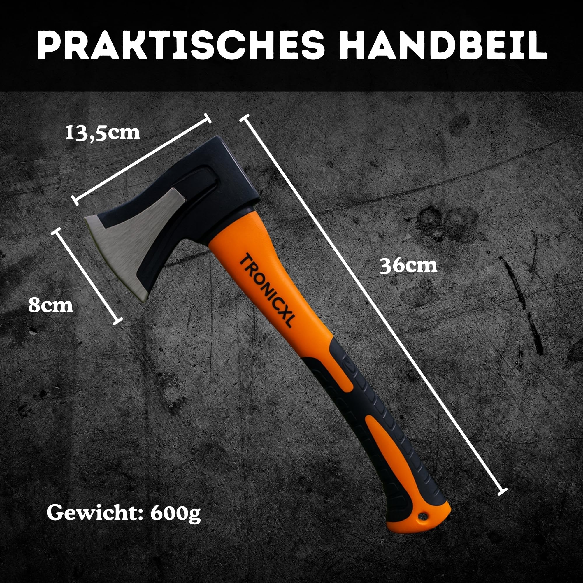 TronicXL Axt Beil Set ergonomischer Handgriff Gummischutz Universal Spaltaxt Spaltbeil Spalthammer Holzspalter für Garten Forst Camping Survival