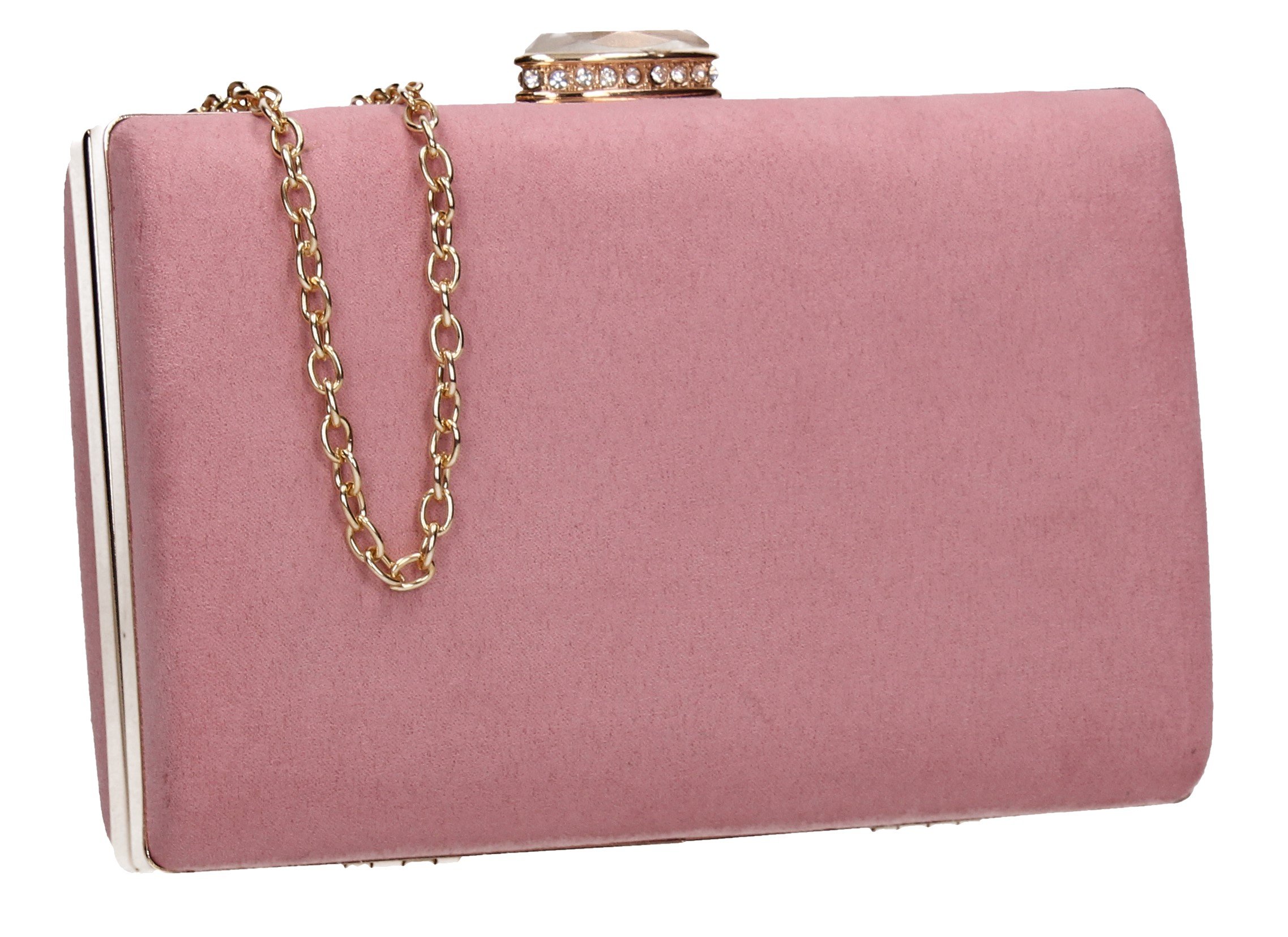 SwankySwans Surrey Suedette Velvet Womens Elegant Ladies Party Prom Wedding Bridal Box Clutch Bags (Blush Pink)