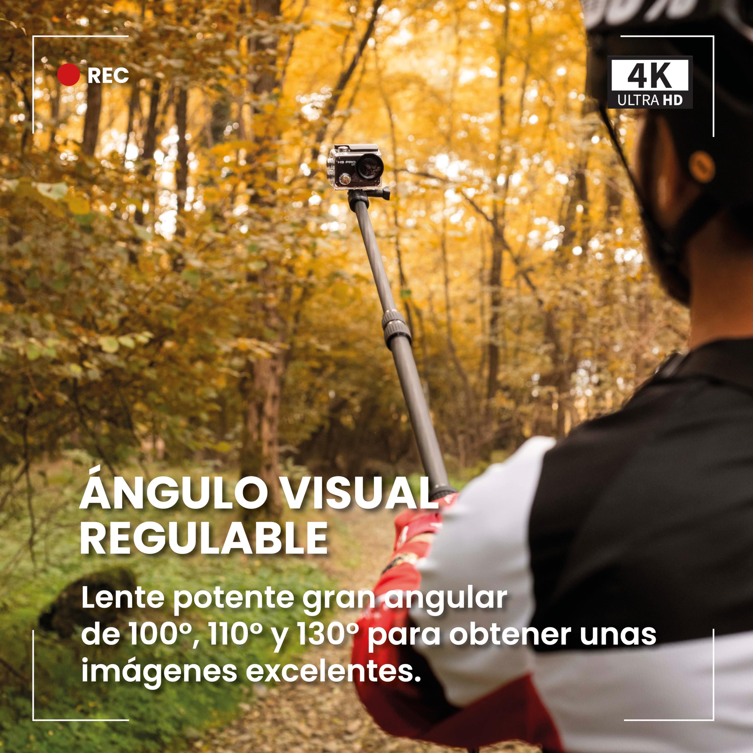 Midland - Cámara Acción 4K H9 Pro WiFi con Mando a Distancia, Cámara Deportiva y Acuática 30 m, 2H de Autonomía, 30fps, Fotos 20MP, Pantalla Táctil IPS, 7 Modos de Video, Control por Smartphone