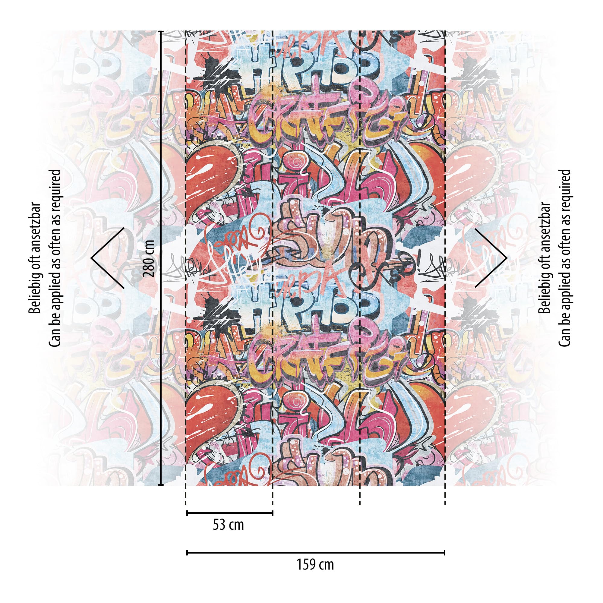 A.S. Création papier peint intissé à motif pour enfants en multicolore – papier peint avec graffiti 8,80 x 0,53 m – 770631