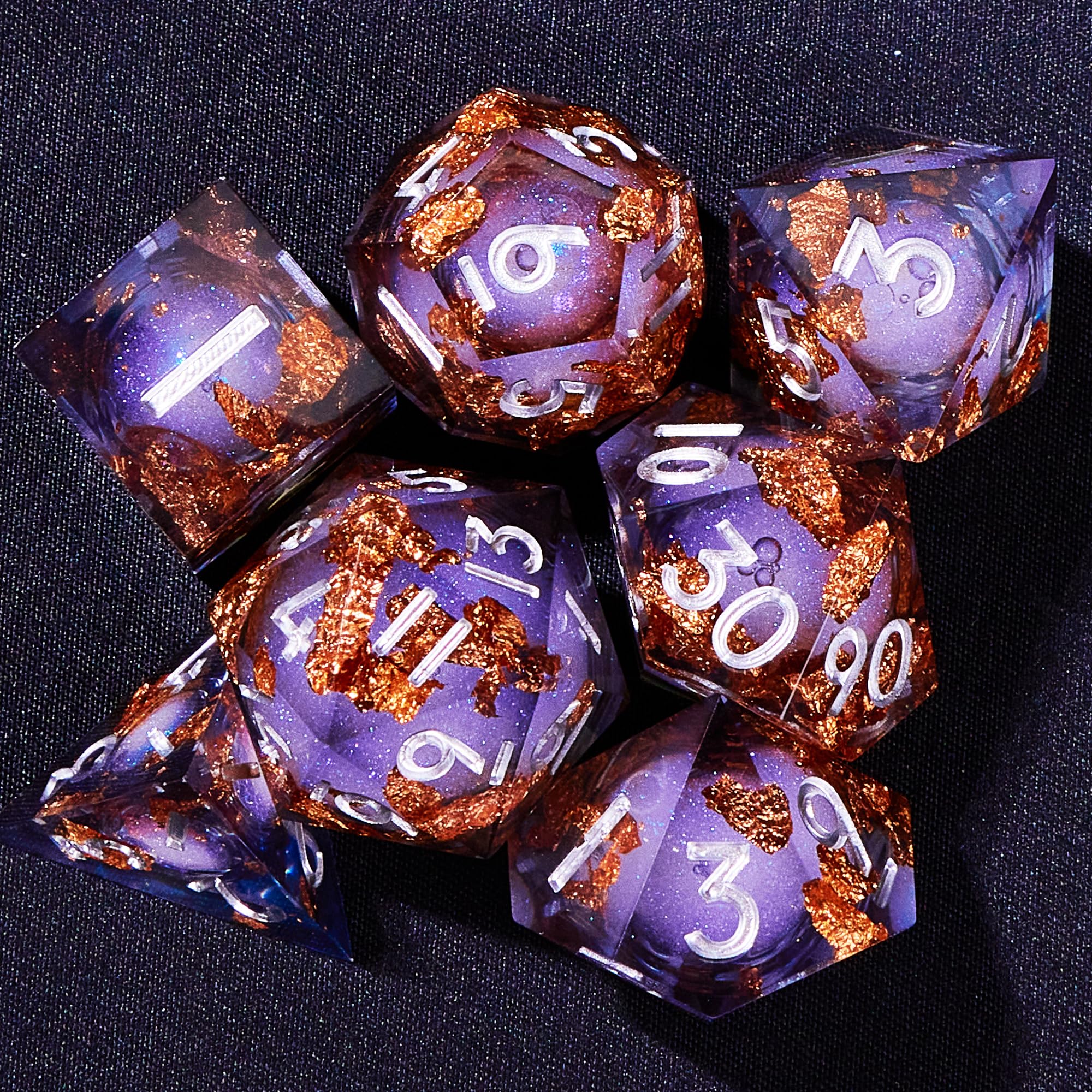 Enhance Your Adventure with Liquid Core DND Dice Set - Complete Dungeons and Dragons Dice Set with Sharp Edges (InkFoil)