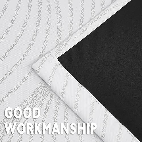 Miniatura 7 de Cortinas opacas completas con estampado de ondas metálicas plateadas, 84 pulgadas de largo, aislamiento térmico, a prueba de sonido, para sala de