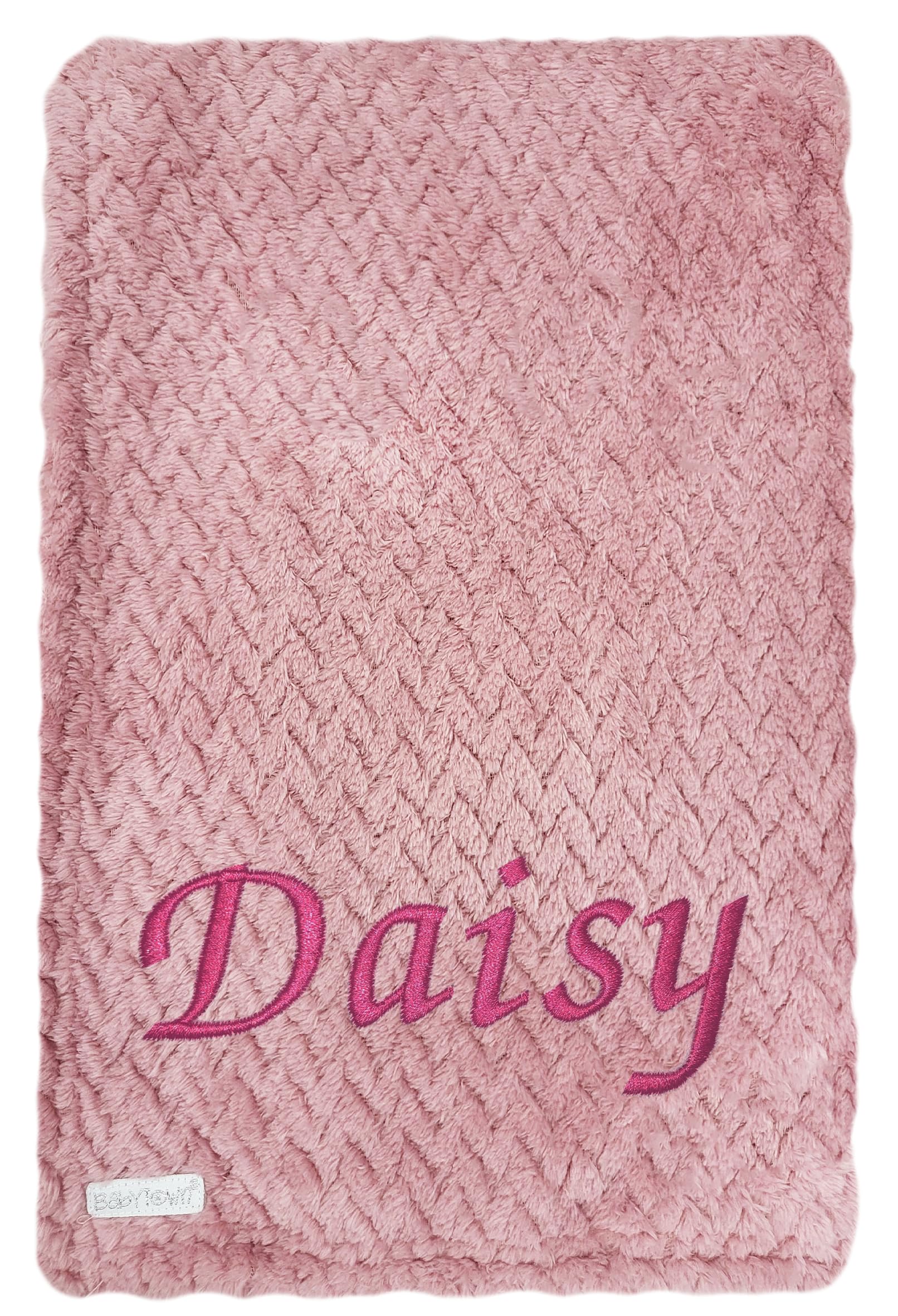 Baby Boy Girl Personalised Blanket Embroidered Name Waffle (Dusky Pink)