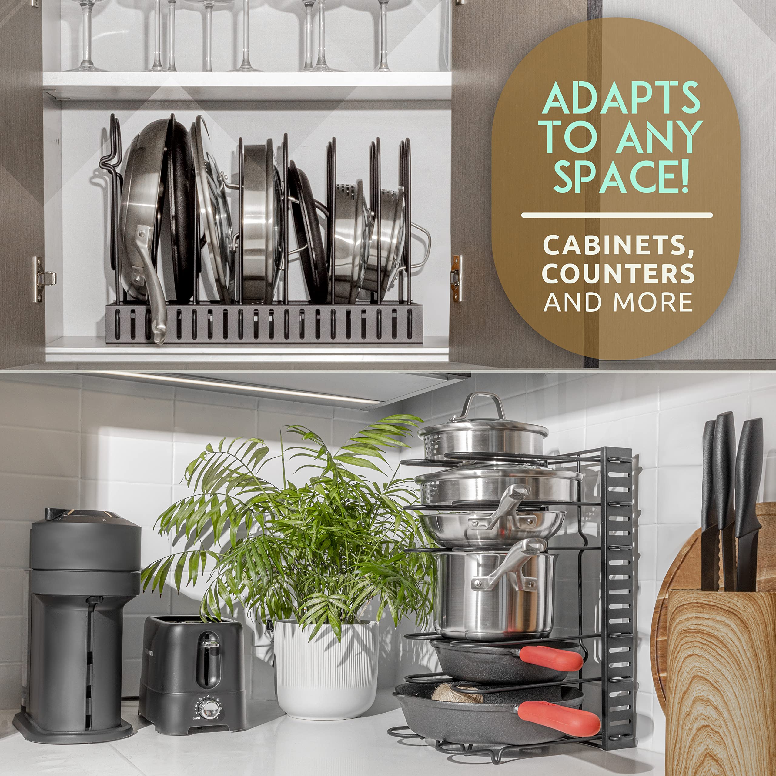 Buy GeekDigg Pots and Pan Organizer For or Countertop, 3 DIY