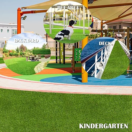 Miniatura 7 de ZGR Alfombra césped artificial de muchos tamaños de césped artificial, césped sintético, césped realista, 4 tonossuave, con agujeros de drenaje y