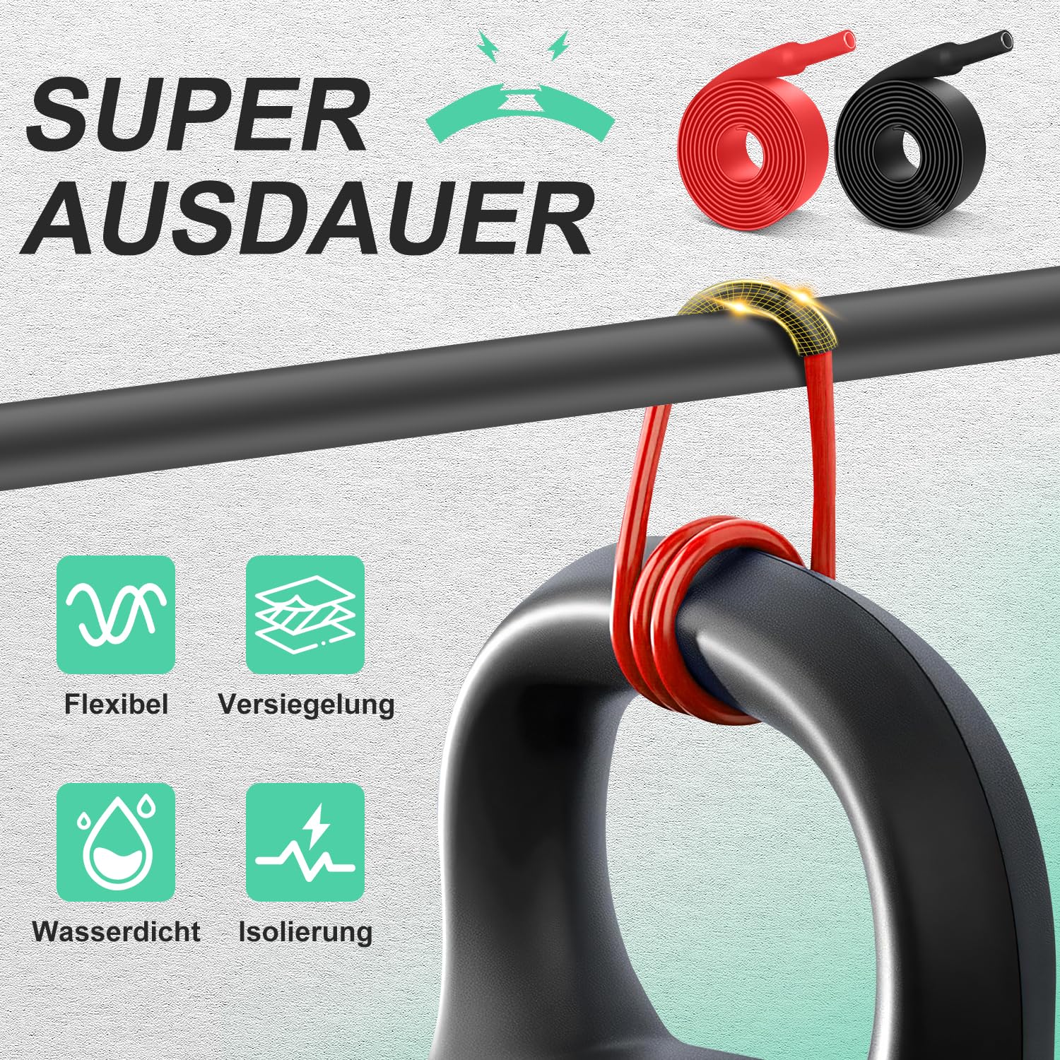Schrumpfschlauch-Set 3:1 – 30 Mm Durchmesser, 2 M (schwarz + Rot), Doppelwandig, Wasserdicht, Für Kabelisolierung