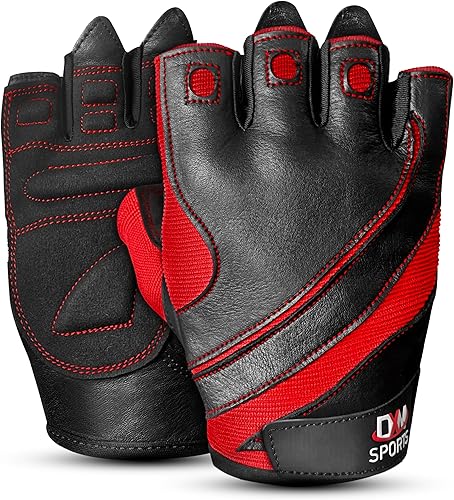 DXM SPORTS Guantes de entrenamiento para hombres, guantes de levantamiento de pesas de gimnasio con soporte para muñeca, transpirables, guantes