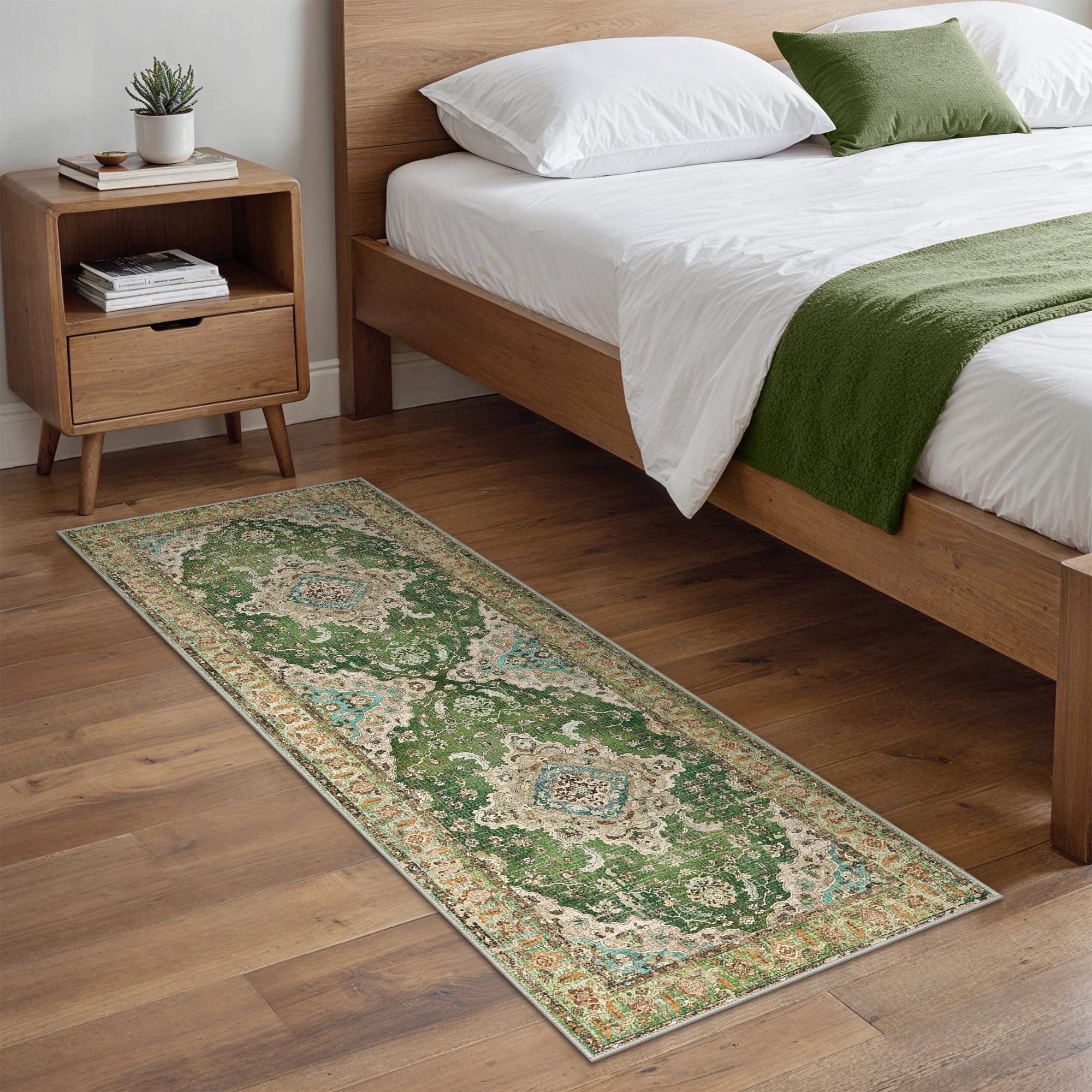 BEIMO Waschbarer Läufer Teppich 80x300 cm, Vintage Boho Stil, rutschfeste Teppichläufer, Strapazierfähige Matte für Flur, Eingangsbereich, Küche, Korridor, Treppe