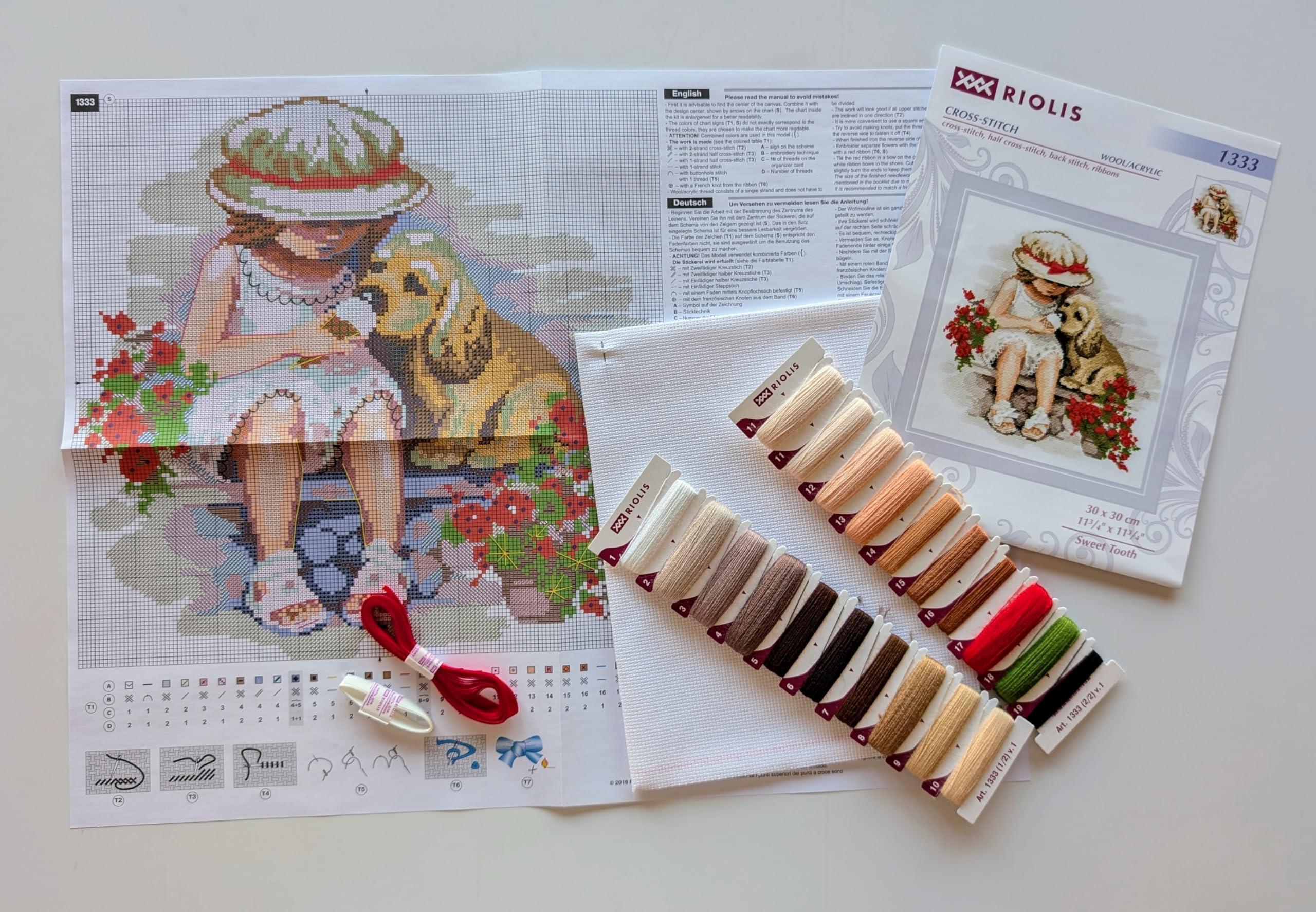 RIOLIS Counted Cross Stitch Kit 30x30cm - Sweet Tooth (14 Count), Punto croce kit da ricamare, Kit ricamo punto croce