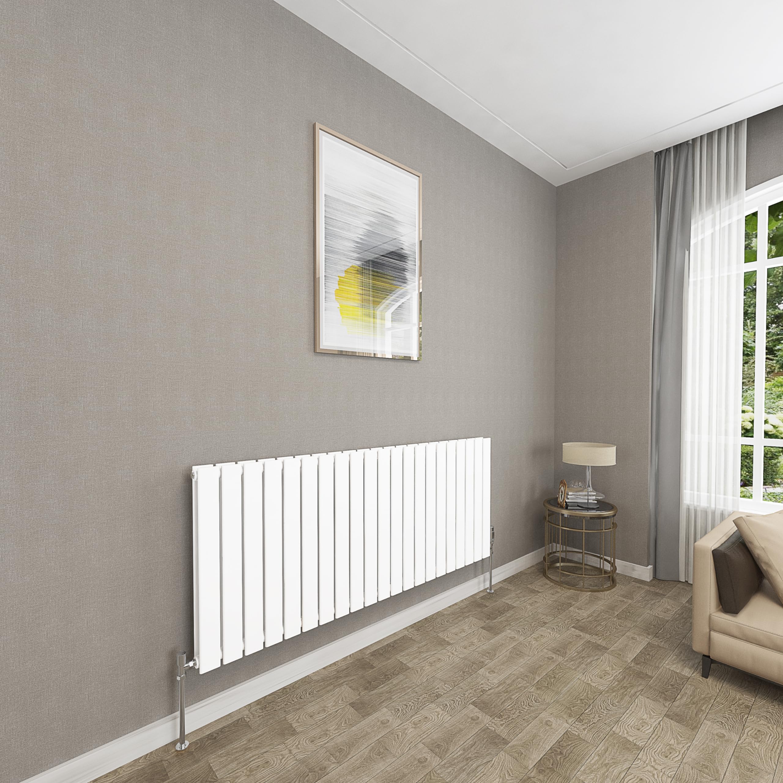Sky bathroom | 600x1428mm Horizontal Designer Radiators White Flat Panel Double Panel Central Heating Radiator