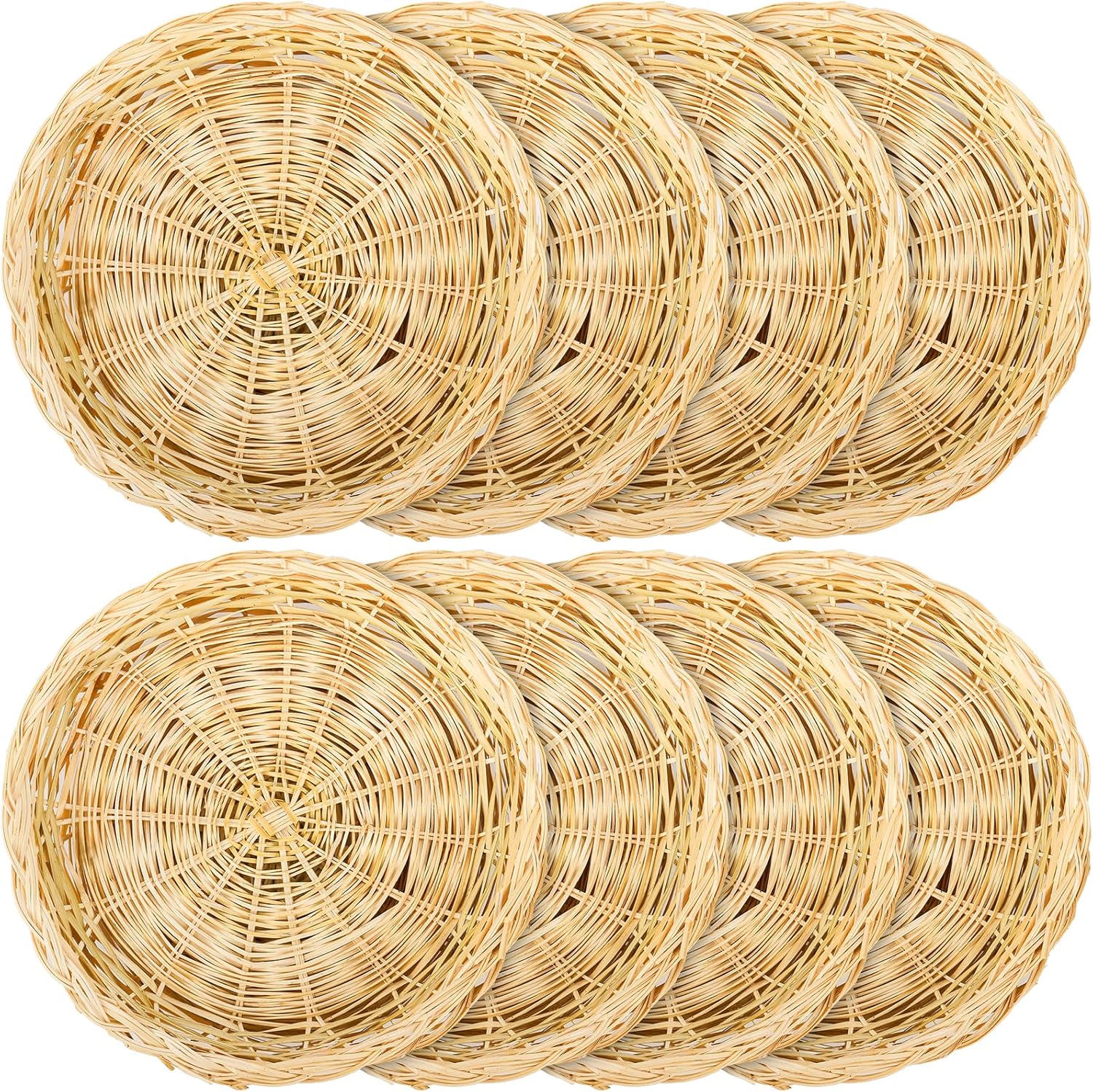 Fasmov 8 Pack Bamboo Paper Plate Holder, 10 inches Wicker Paper Plate