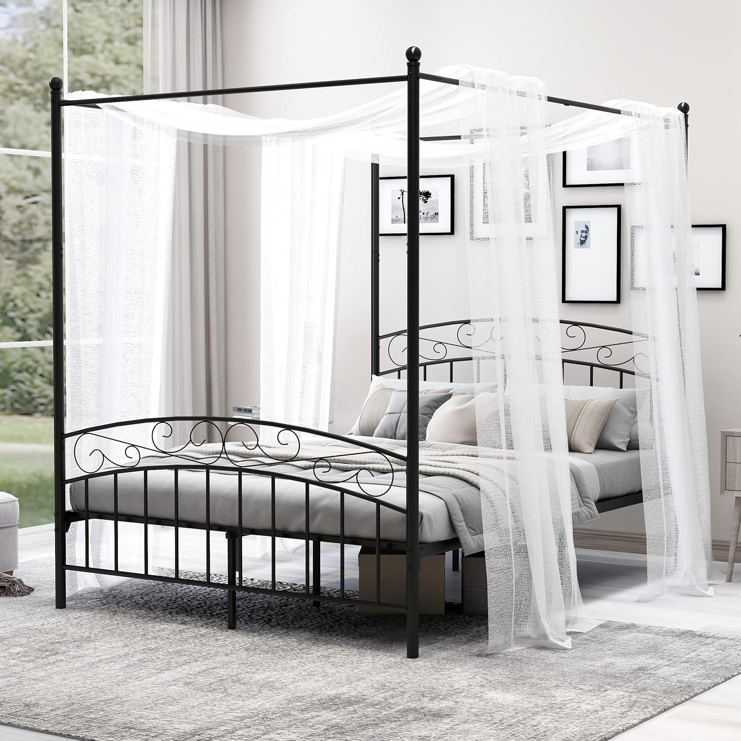 Sturdy Metal Canopy Bed Frame Queen Size with Nepal Ubuy