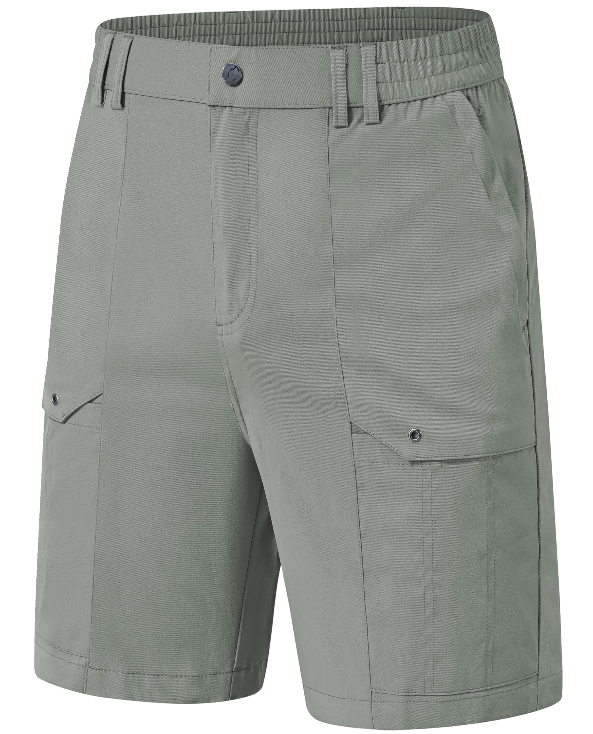 QPNGRP Men's Cargo Shorts 7" Inseam Casual Stretch Waist Twill Workout Golf Hiking Shorts with 6 Pockets