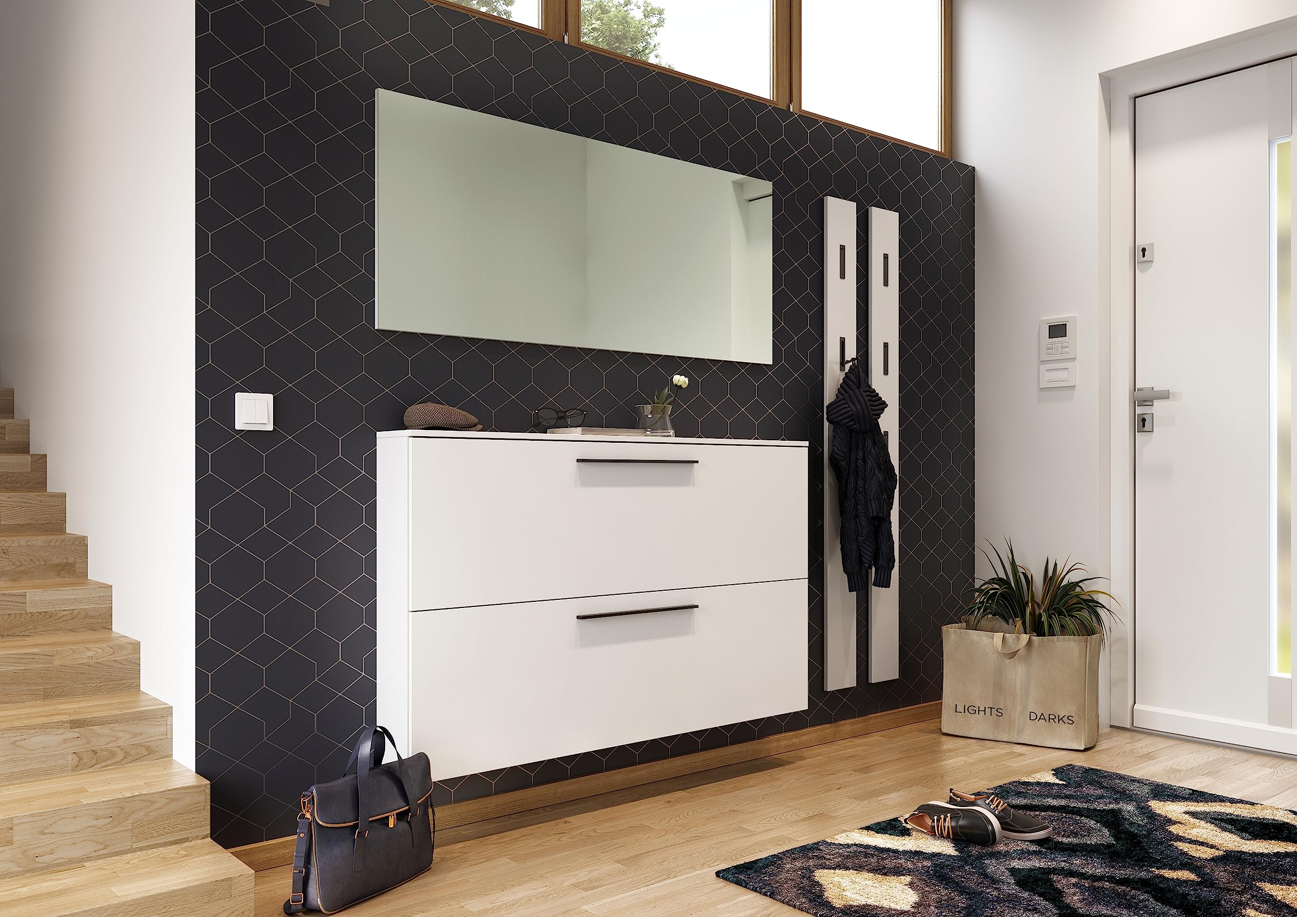 Germania Armario Zapatero 2576-84 GW-Utah, en Blanco, con Espacio para 12 Pares de Zapatos, Poca Profundidad, Ideal para pasillos Estrechos, 140 x 85 x 19 cm (Ancho x Alto x Fondo)