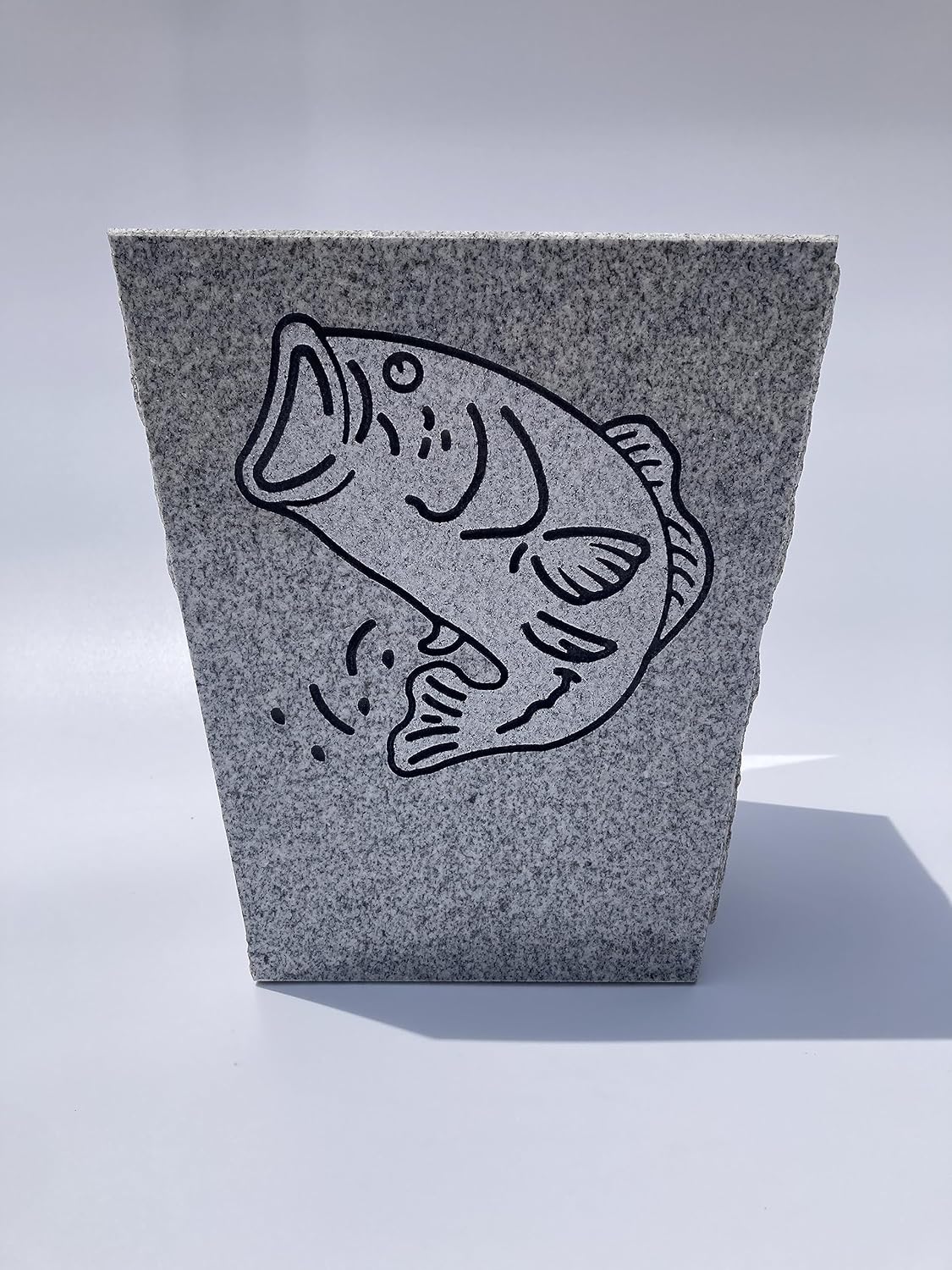 Tapered Granite Vase 8” x 6” x 10” Gray (Multiple Designs) | Memorial Cemetery Flower Vase with Engraved Design | Gravesite Monument Accessory