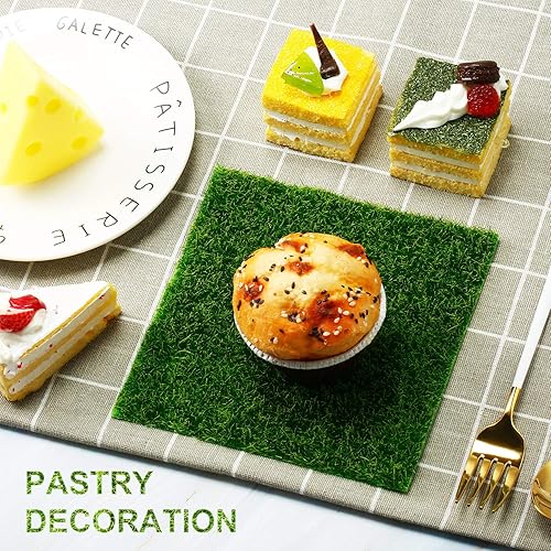 Miniatura 4 de Mudder 10 piezas de césped falso para manualidades de 6 x 6 pulgadas, césped artificial, hada, jardín, simulación, césped musgo, adorno en miniatura