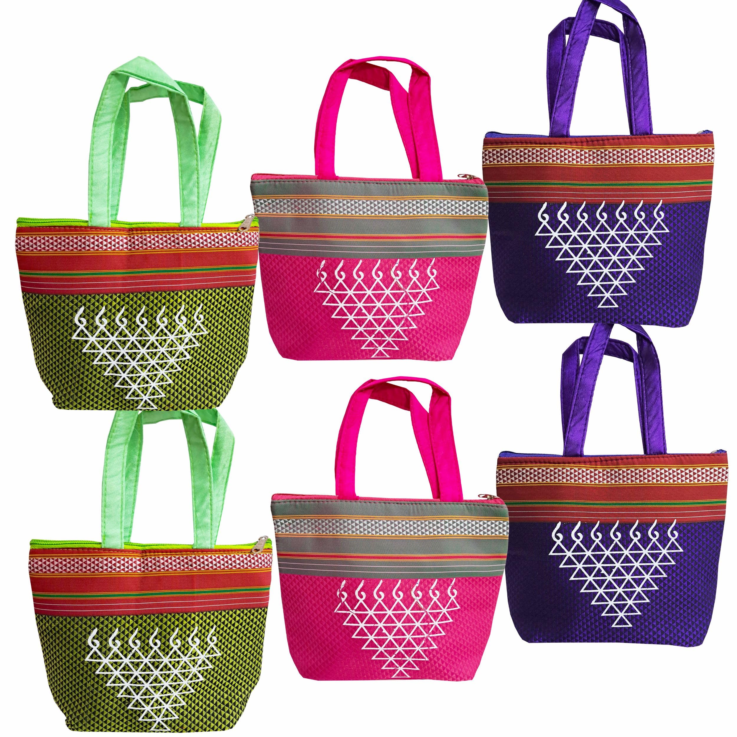 Ethnic Handbag with Zip for Women | Traditional Hand Carry Purse | Return Gift Bags for Wedding, Haldi, Mehendi, Baby Shower, Pooja-image-28