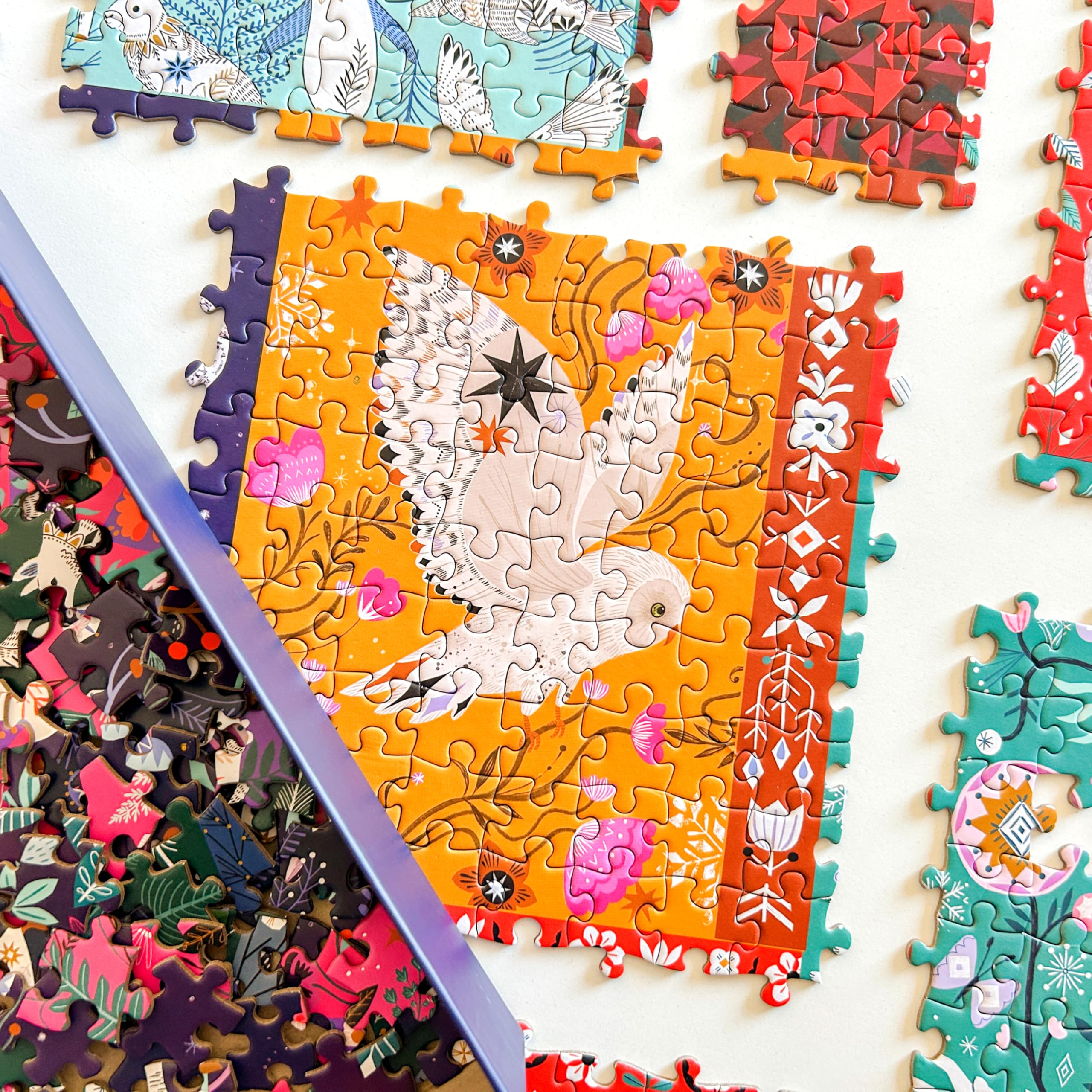 Elena Essex Puzzle di Natale - Patchwork Invernale, 1000 pezzi puzzle per adulti, puzzle per adulti 1000, Puzzle Invernale di Animali e Uccelli, Dimensione 70x50cm