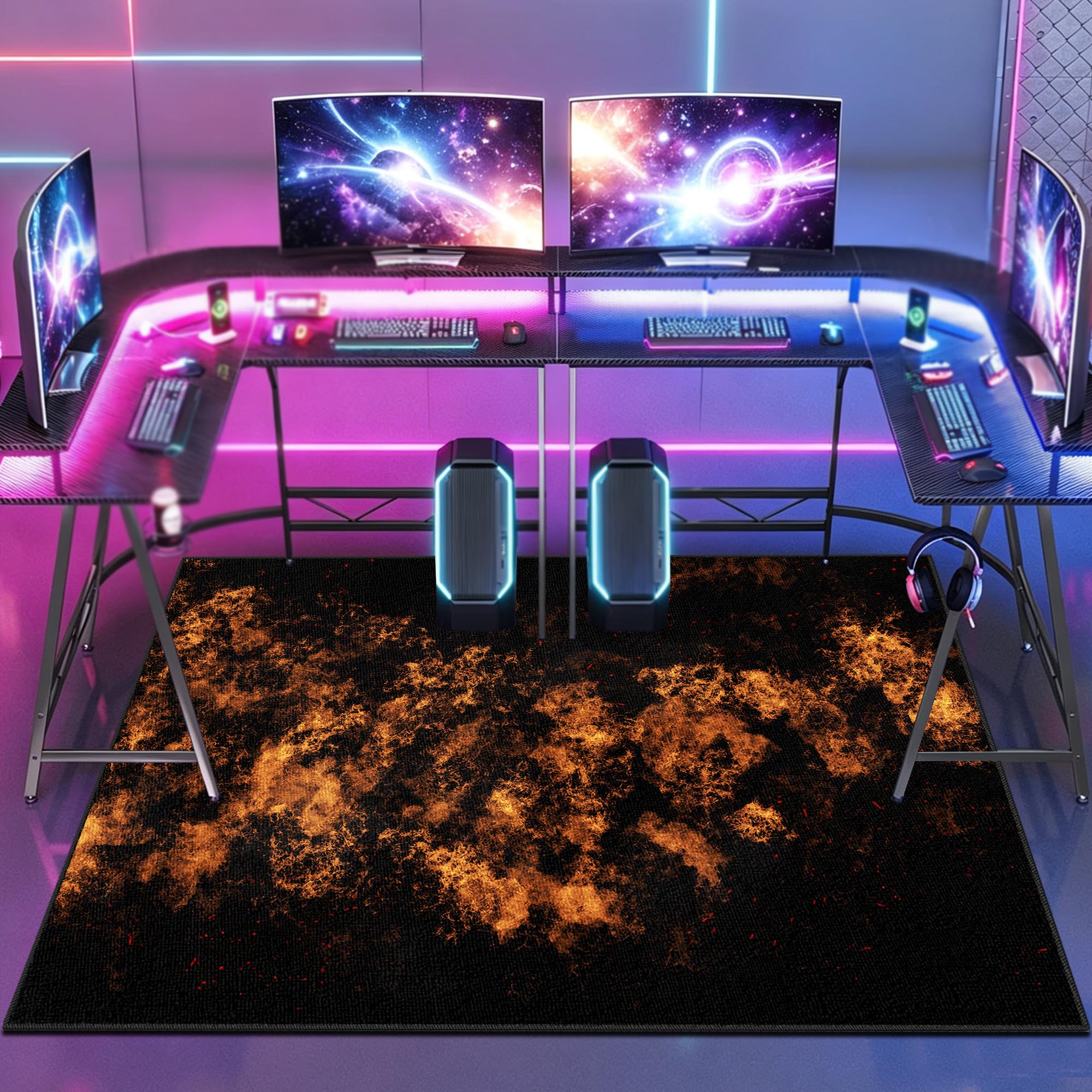 Duży dywan do sypialni dla gracza nowoczesny 3D dywan do pokoju dla graczy, dywan do pokoju gier dla młodzieży antypoślizgowy dywan z krótkim włosiem 80 x 140 cm