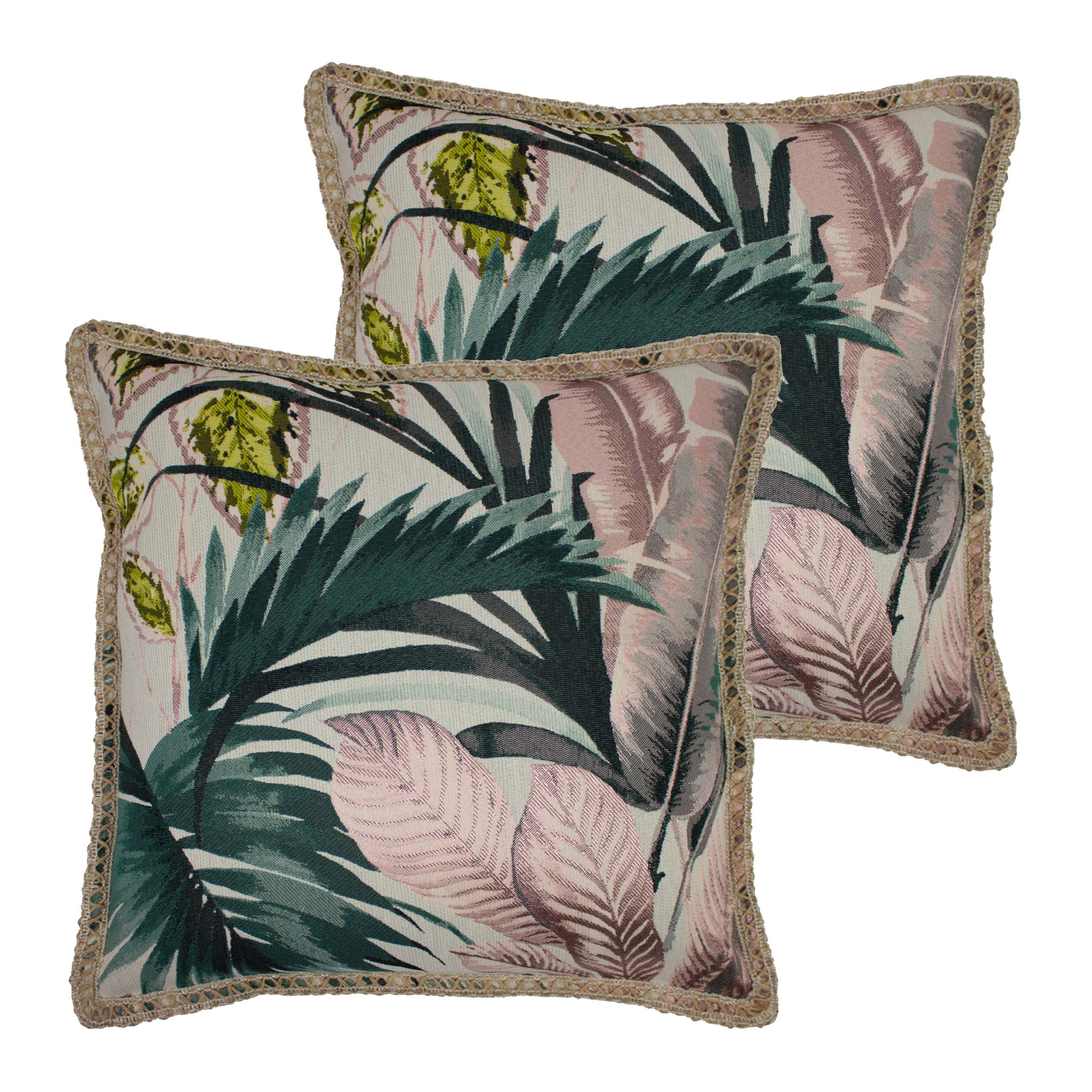 furn. Amazonia Polyester Filled Cushions, Polyester (Twin Pack), Rayon, Green