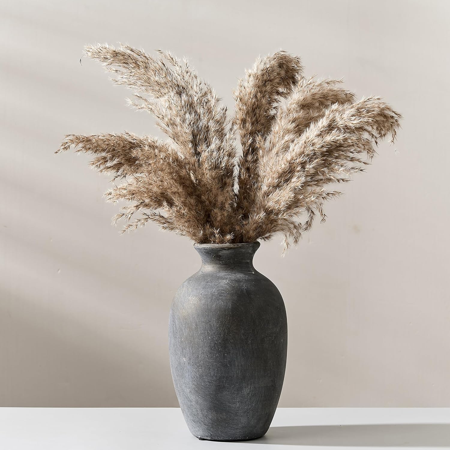 Ceramic Rustic Flower Vase, 8.38 Inch Vintage Pottery Home Decor, Farmhouse Terracotta Vase for Living Room, Table, Shelf, Mantel Decoration, Farmhouse - Black Bronze - Image 9