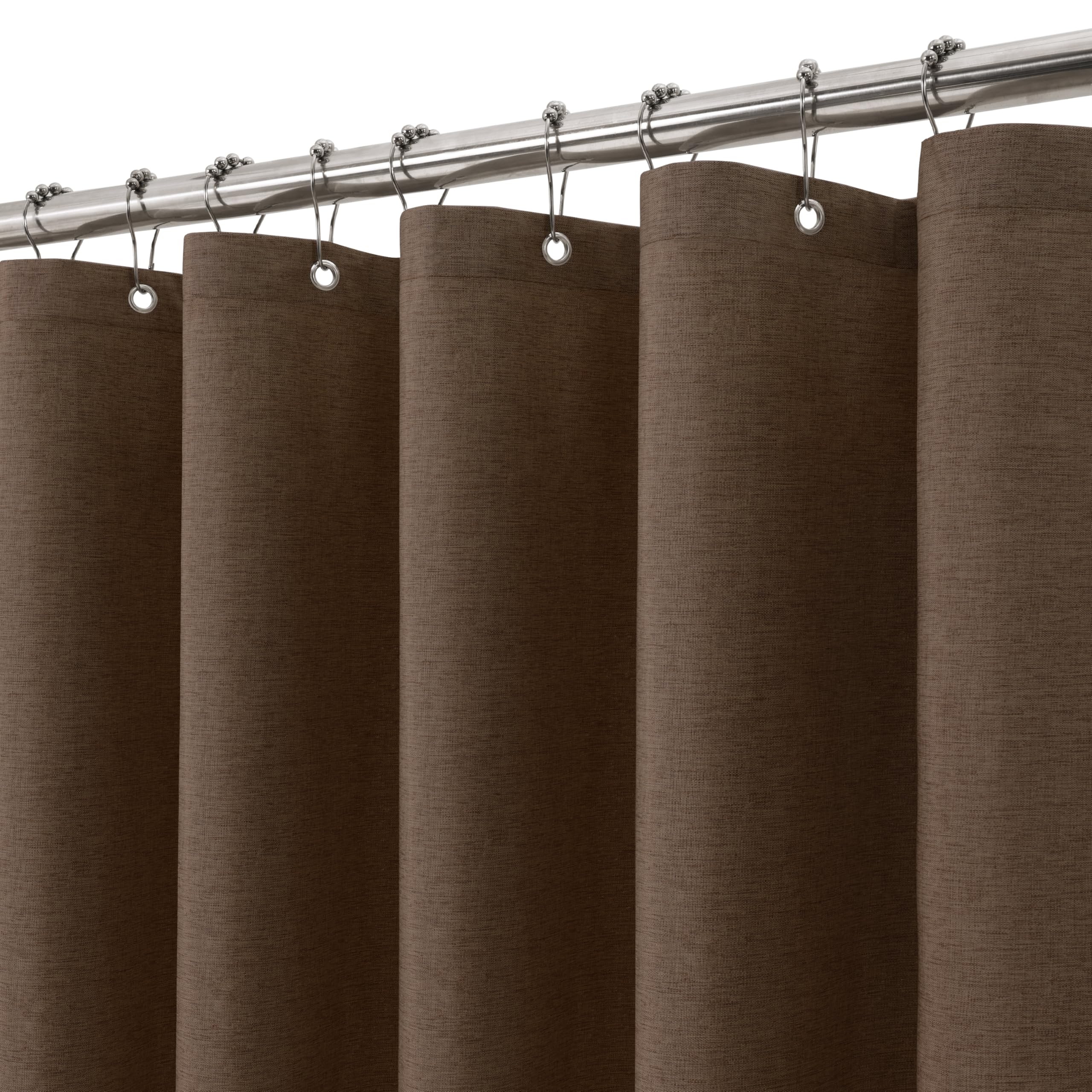 Cortina de Ducha para Baño con Ganchos de Metal Cortina de Ducha de Tela de Lino Cortina de Baño Resistente para Bañera Ducha, Impermeable - 182 x 182cm (Beige) — view 35